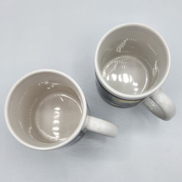 Vintage 1990 Currier & Ives Ceramic Coffee Mug Set, Country Winter Barn & Lake - Picture 5 of 8